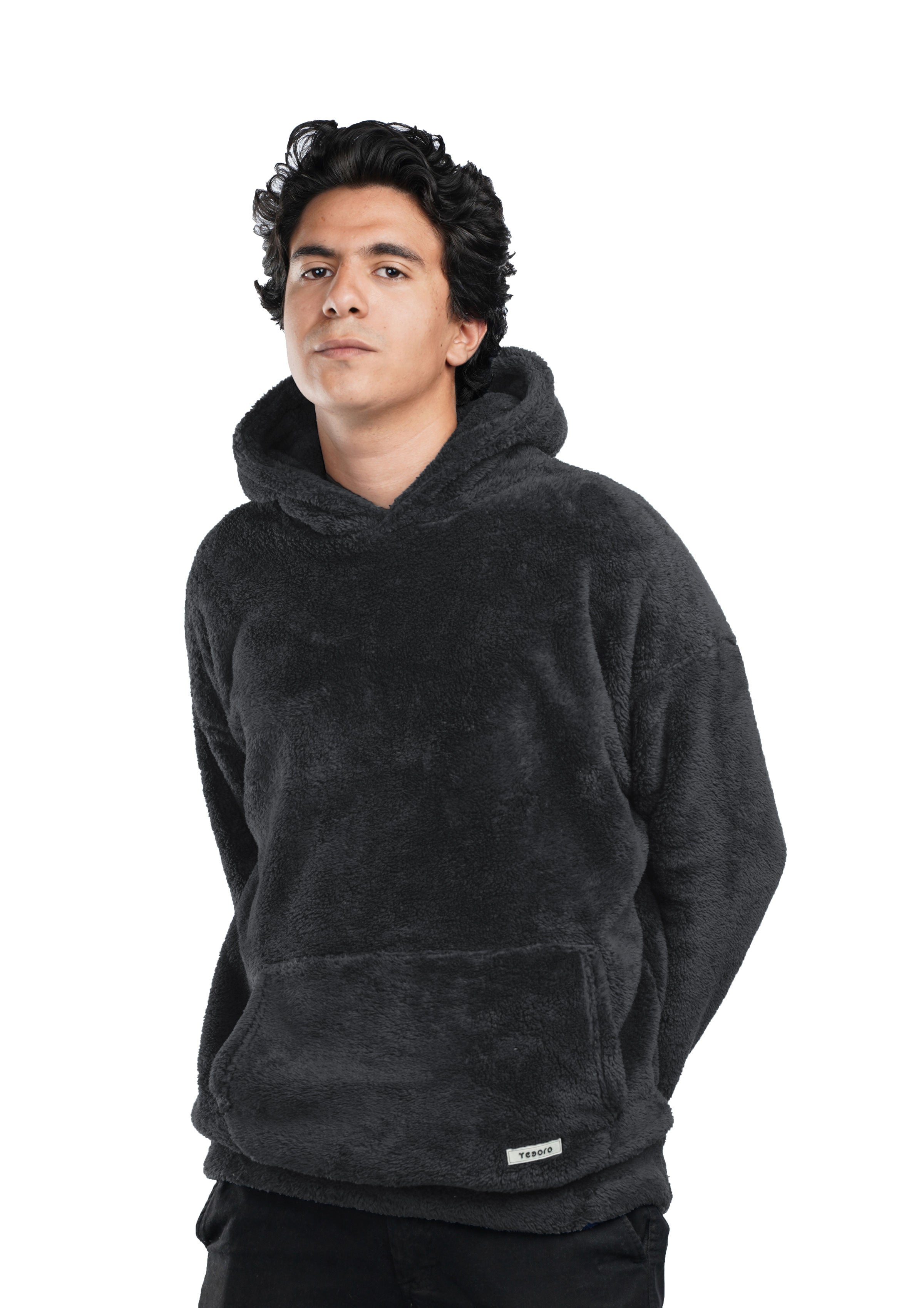 D-Gray Fur Oversized Hoodie